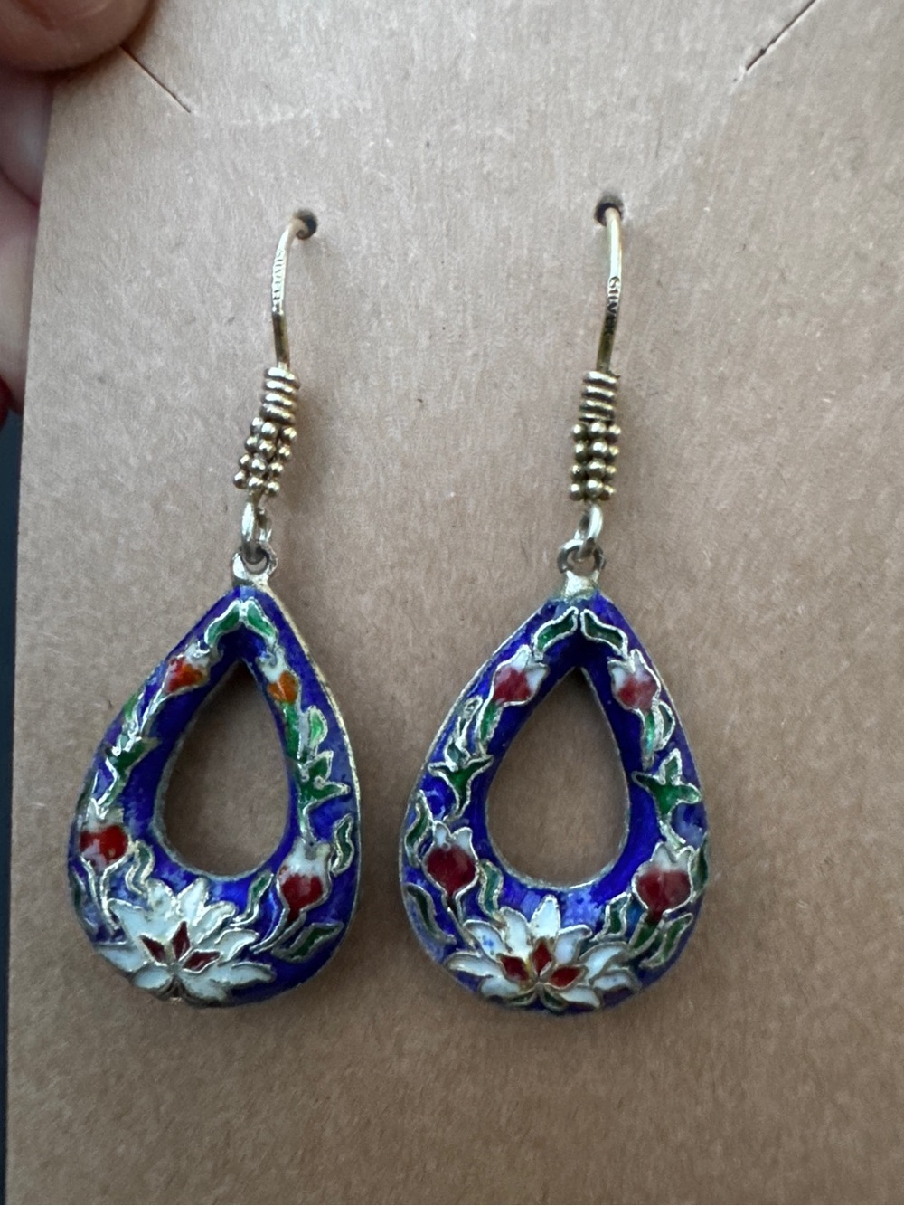 Gorgeous Vintage Multicolor Floral Teardrop Earrings